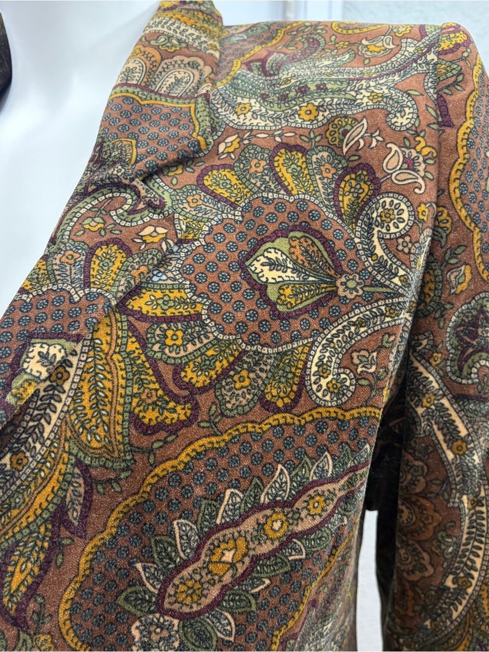MARELLA Brown Velvet Paisley Open-Front Blazer - Size 12 - Picture 7 of 12